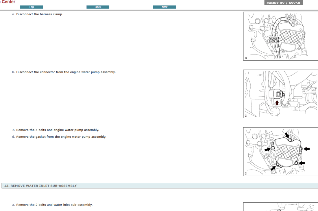 Instrucciones de servicio de la transmisión en el manual de taller del Toyota Camry HV – AVV50 2014. Esta imagen muestra los procedimientos de nuestro manual, ideal para la reparación y el mantenimiento de la caja de cambios.