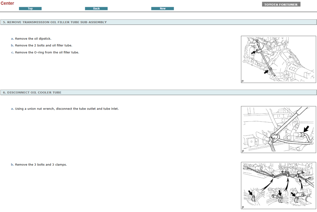 Instrucciones de la transmisión en el manual de taller del Toyota Fortuner 2014. Esta imagen representa la sección dedicada a la caja de cambios, con pautas precisas para la reparación y el mantenimiento.