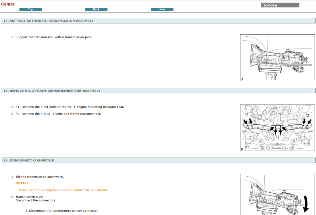 Instrucciones de la transmisión en el manual de taller del Toyota Fortuner Hilux SW4 2015. Esta imagen representa la sección dedicada a la caja de cambios, con pautas precisas para la reparación y el mantenimiento.