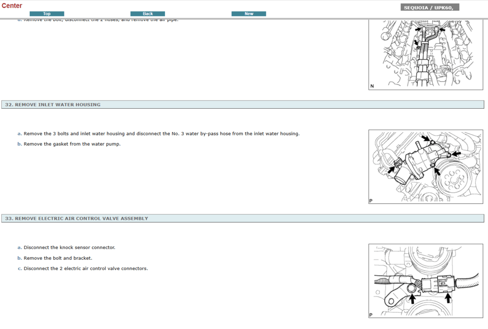 Este manual de reparación del Toyota Sequoia 2010 contiene procedimientos exhaustivos para la transmisión. La imagen ilustra los pasos clave para el mantenimiento y la reconstrucción de la caja de cambios.