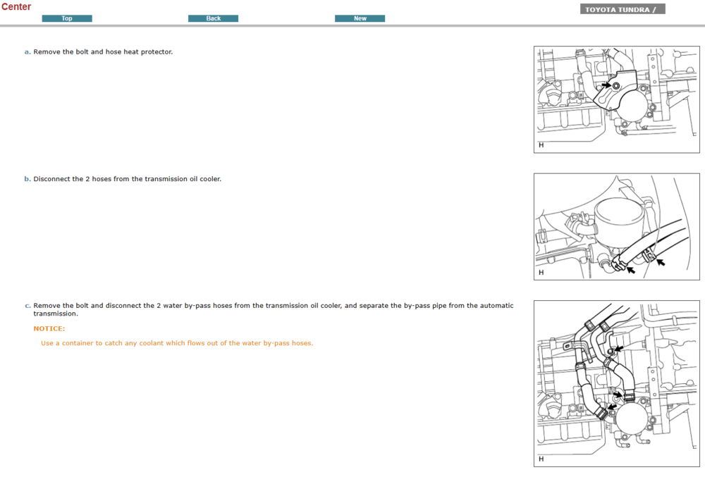 Sección del manual de reparación del Toyota Tundra 2007 en un taller. Una imagen que representa la guía completa para el mantenimiento preventivo y correctivo, con especificaciones técnicas del vehículo.
