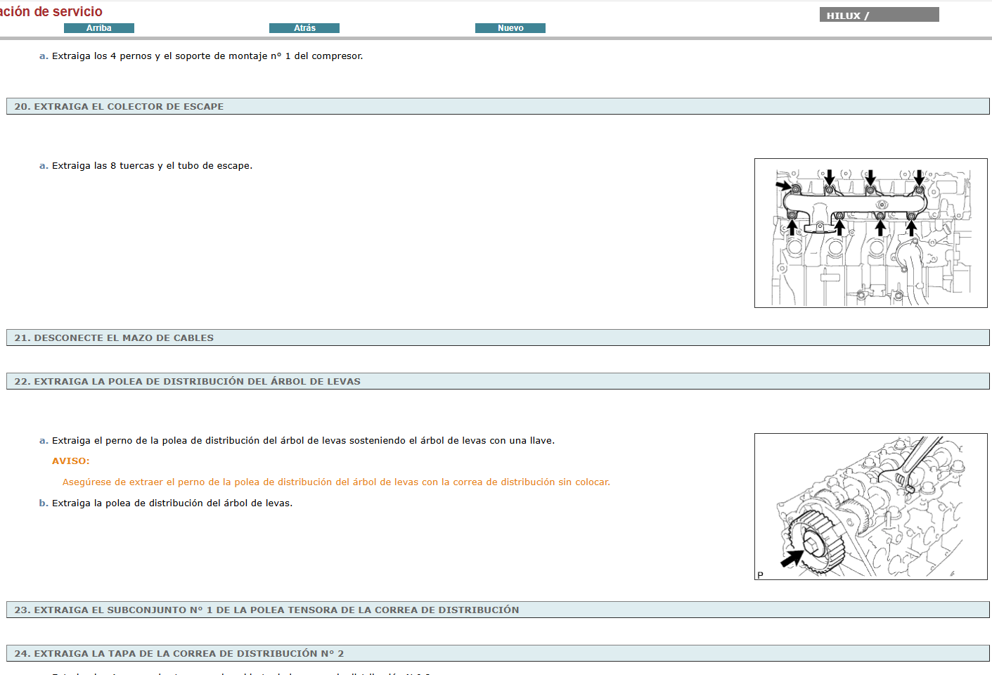 Manual de Taller, Reparacion y Servicio Toyota Hilux 2012 Español