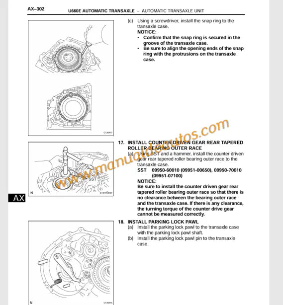 Manual de servicio de la transmisión automática U660E Lexus ES 350. Manual de taller y reparación para el sistema de transmisión 2007-2012.