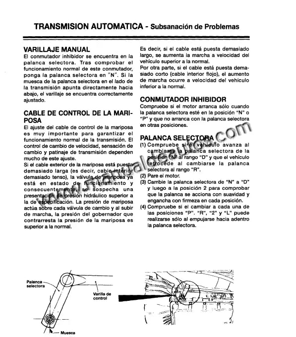 Guia técnica de la transmisión del Hyundai Galloper 1998–2004 en proceso de servicio.