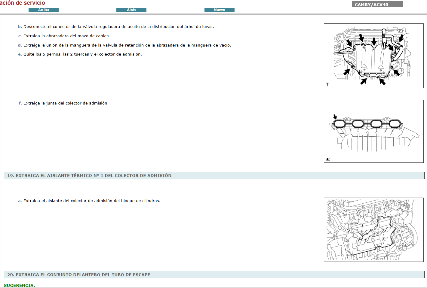 Manual de Taller, Reparación y Servicio Toyota Camry ACV40 2007 Español