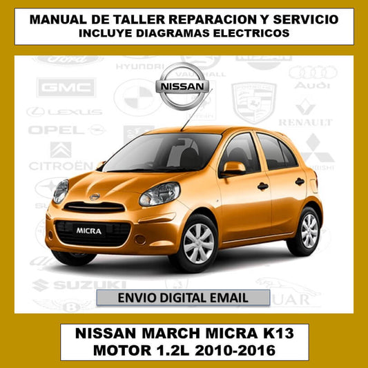 Manual de Taller, Reparación y Servicio Nissan March Micra K13 1.2L 2010-2016