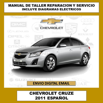 Portada del Manual de Taller, Reparación y Servicio Chevrolet Cruze 2011 en español. Guía completa de procedimientos, diagramas y especificaciones técnicas para el mantenimiento del vehículo.