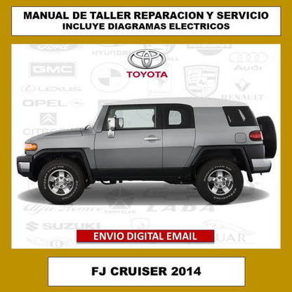 Portada del manual de taller y servicio técnico para el Toyota FJ Cruiser 2014. Este compendio digital cubre todos los aspectos de reparación, mantenimiento, diagramas eléctricos y especificaciones del vehículo.