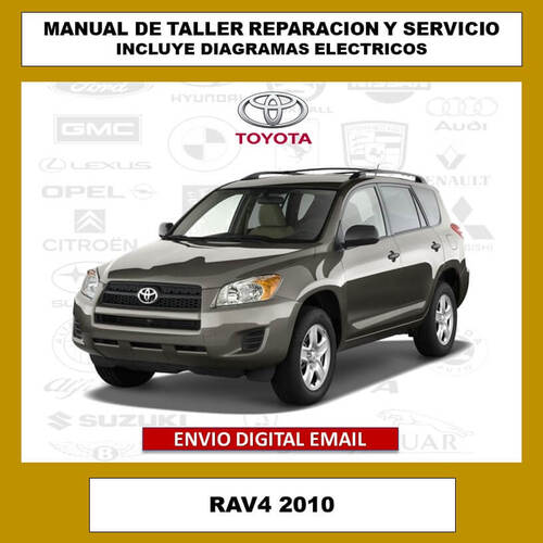 La imagen de portada del manual de reparación oficial para el Toyota Rav4 2010. Este manual de servicio técnico es una guía exhaustiva para todo tipo de reparaciones y mantenimiento, incluyendo diagramas eléctricos y especificaciones detalladas.