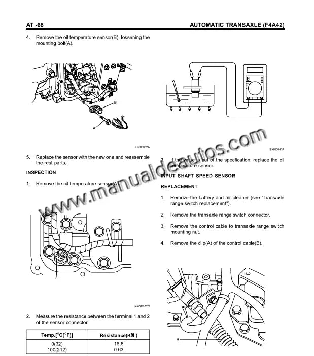 Vista técnica de la transmisión Automática del Hyundai Tucson 2004–2009 durante servicio especializado