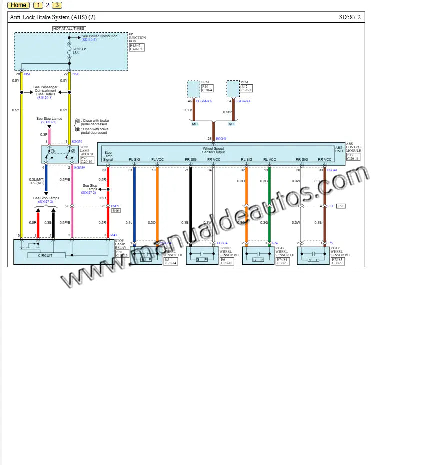 Diagrama eléctrico del Hyundai Accent 2011–2017 mostrando el sistema eléctrico del vehículo