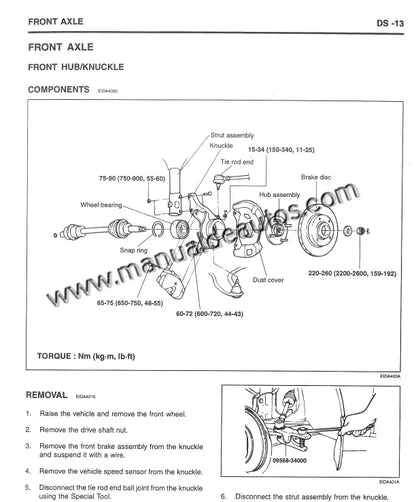 Manual de taller del Hyundai Accent 2000–2005 con instrucciones completas de reparación.