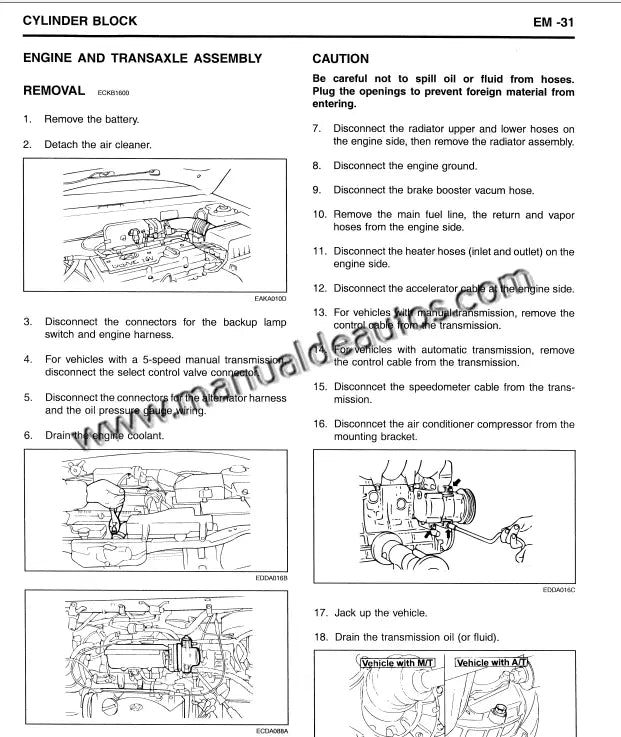 Imagen del motor del Hyundai Elantra 2001–2003 con enfoque en reparación y mantenimiento.