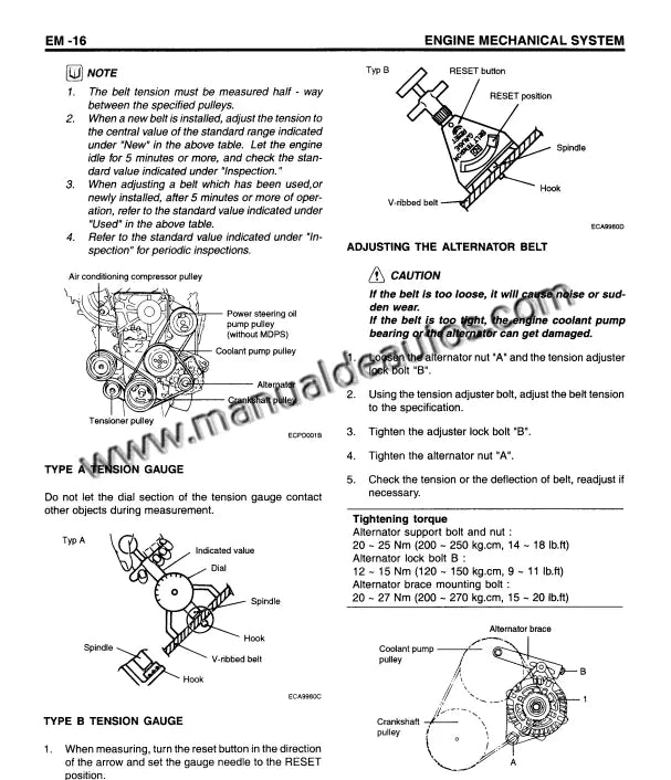 Imagen del motor del Hyundai Getz 2002–2006 con detalles de reparación técnica.