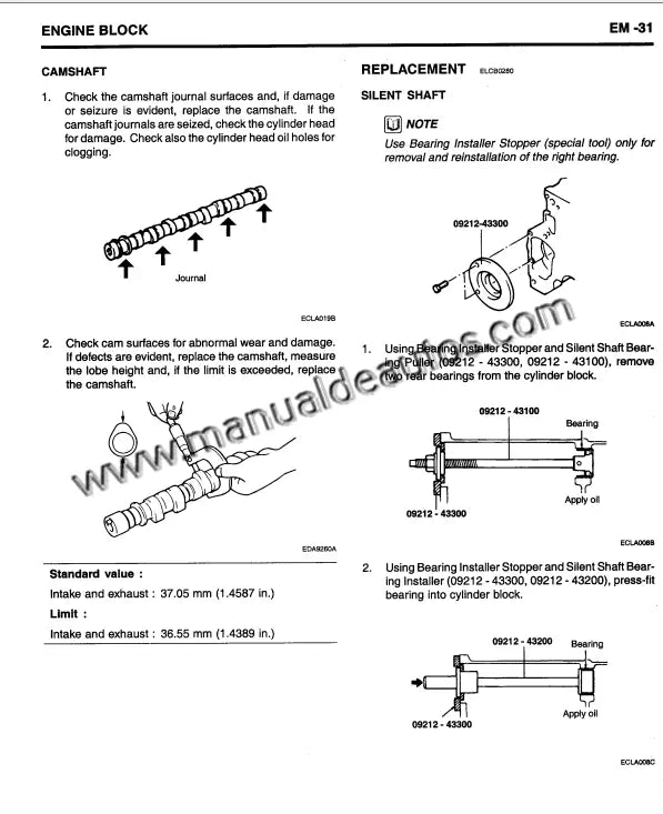 Imagen del motor del Hyundai Terracan 2001–2007 con detalles de reparación técnica.