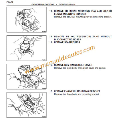 Manual de reparación, taller o servicio de motor 3.0L 3VZ-FE para Lexus ES300. Guía técnica detallada para el motor V6 de los años 1991 a 1994.