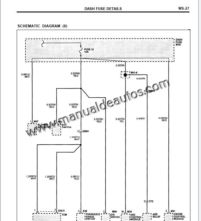 Diagrama eléctrico del Hyundai Elantra 1992–1995 mostrando el sistema eléctrico del vehículo.