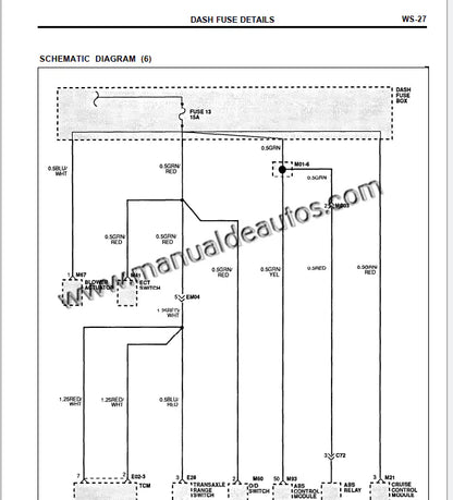 Diagrama eléctrico del Hyundai Elantra 1992–1995 mostrando el sistema eléctrico del vehículo.