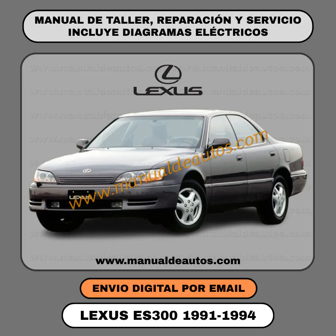 Portada del manual de taller, reparación y servicio Lexus ES300 1991-1994 PDF descarga directa oficial. Manual técnico completo motor 3VZ-FE y transmisión en inglés para Windows.