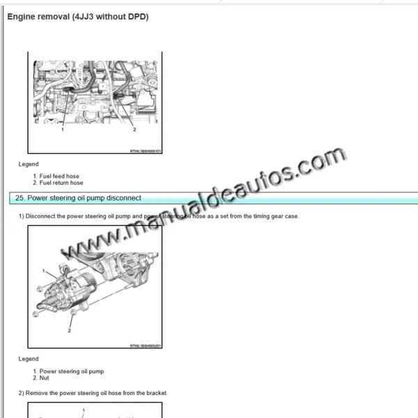 Manual de reparación de motor Isuzu D-Max 2021-2024. Guía de servicio y taller para el motor diesel de la pick-up Dmax.