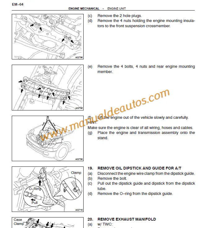 Manual de reparación de motor Lexus GS300 GS400 para motores 2JZ-GE y 3UZ-FE. Manual de taller y servicio de motor oficial para la serie Lexus GS 1998-2005.