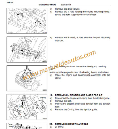 Manual de reparación de motor Lexus GS300 GS400 para motores 2JZ-GE y 3UZ-FE. Manual de taller y servicio de motor oficial para la serie Lexus GS 1998-2005.