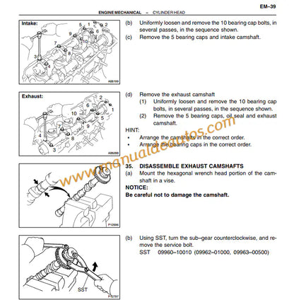 Manual de reparación, taller o servicio de motor 3.0L 1MZ-FE V6 para Lexus RX 300. Guía técnica detallada para el motor de los años 1998 a 2003.