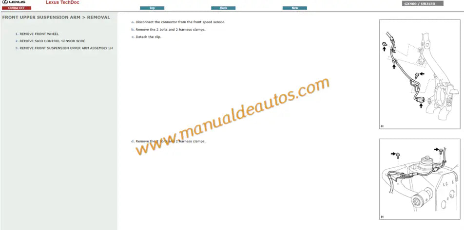 Manual de taller y reparación de frenos y suspensión Lexus GX460 (2009-2013). Manual de servicio para el sistema de frenado y chasis de la serie URJ150.