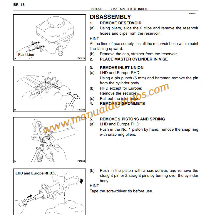 Manual de taller y reparación de frenos y suspensión Lexus RX 300 (1998-2003). Manual de servicio para chasis y frenos de las series MCU10 y MCU15 en PDF.