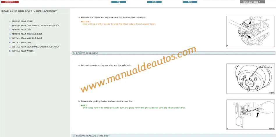 Manual de taller y reparación de frenos y suspensión Lexus RX400h (2006-2008). Manual de servicio de chasis y frenado regenerativo para la serie MHU38.