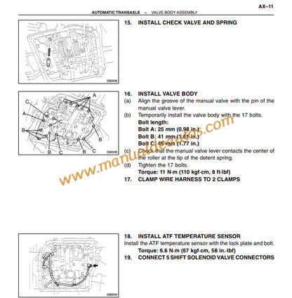 Manual de reparación, taller o servicio de la transmisión automática U140E y U140F Lexus RX 300. Guía de mantenimiento de caja de 4 velocidades para modelos 1998-2003.