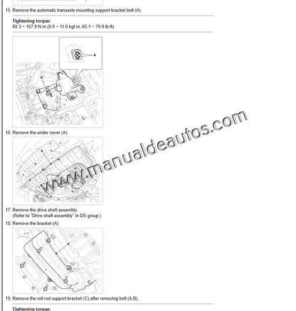 Transmisión del Hyundai Accent 2011–2017 durante revisión técnica y servicio.