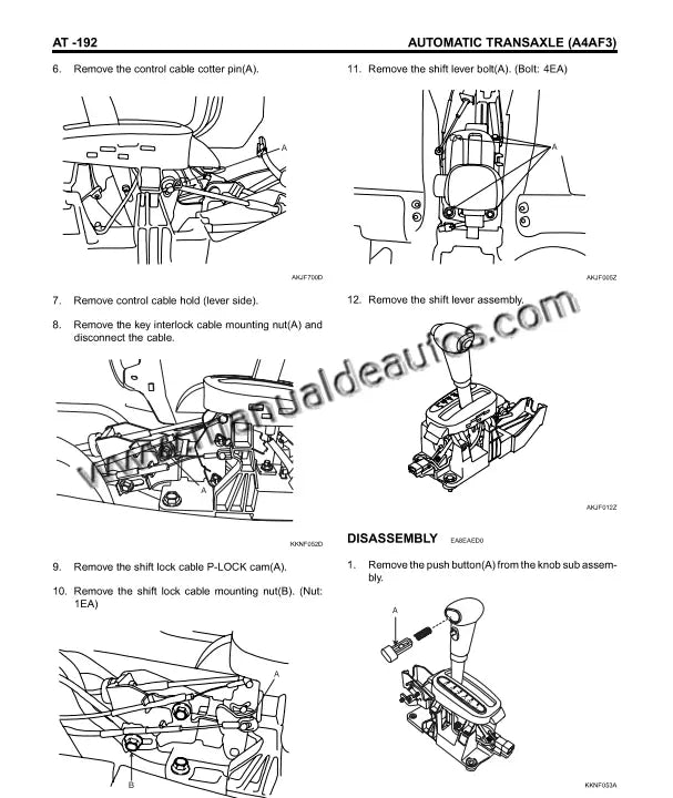 Transmisión Automática del Hyundai Elantra 2004–2006 durante mantenimiento especializado.