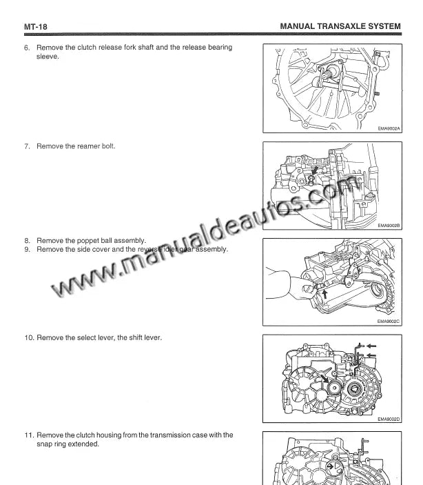 Transmisión Manual del Hyundai Sonata 1998–2001 durante servicio técnico especializado.
