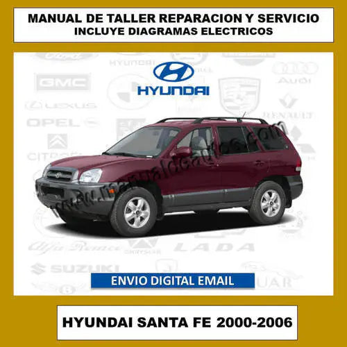 Imagen de portada del manual de reparación del Hyundai Santa Fe 2000-2006 con diagramas eléctricos.