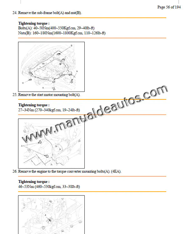 Vista técnica de la transmisión del Hyundai Accent 2006–2010 en proceso de mantenimiento.