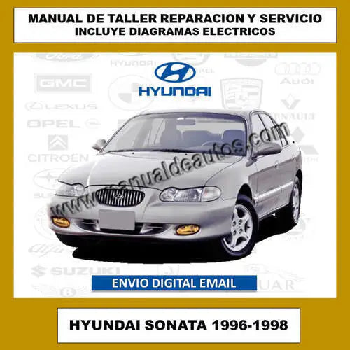 Imagen promocional del servicio técnico del Hyundai Sonata 1996-1998 con esquemas eléctricos.