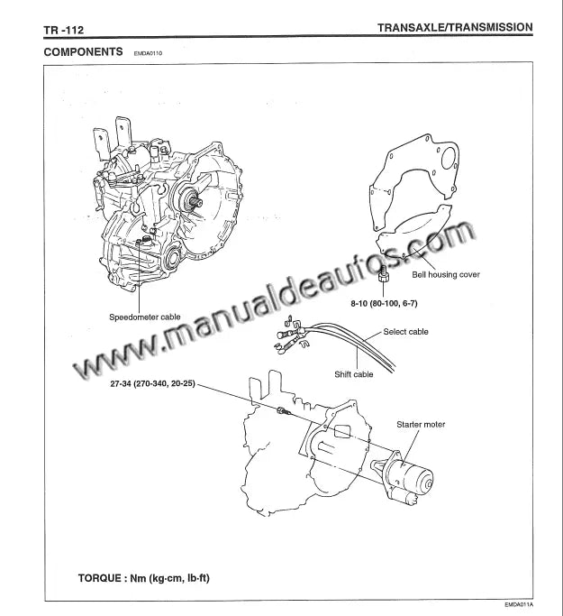 Transmisión del Hyundai Matrix 2001–2007 durante servicio técnico especializado.