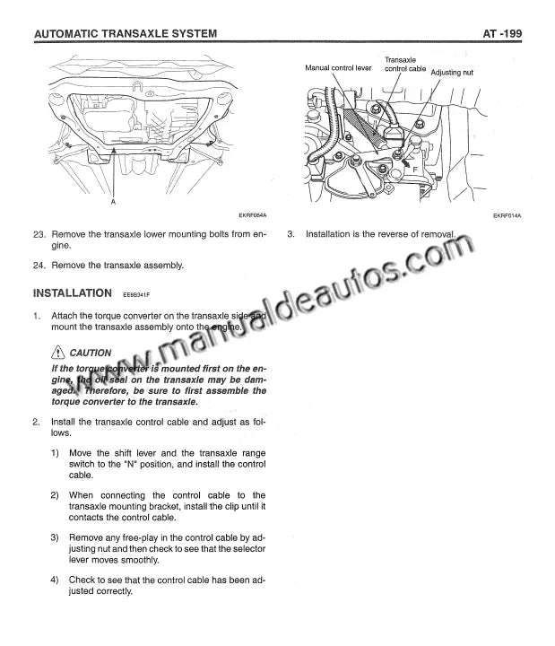 Vista técnica de la transmisión Automática del Hyundai Sonata 2005–2010 en proceso de servicio.